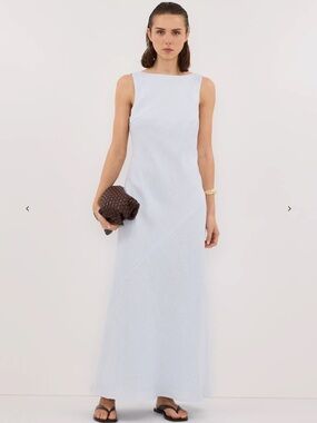 DISSH Lacy Cornflower Sleeveless Linen Midi Dress